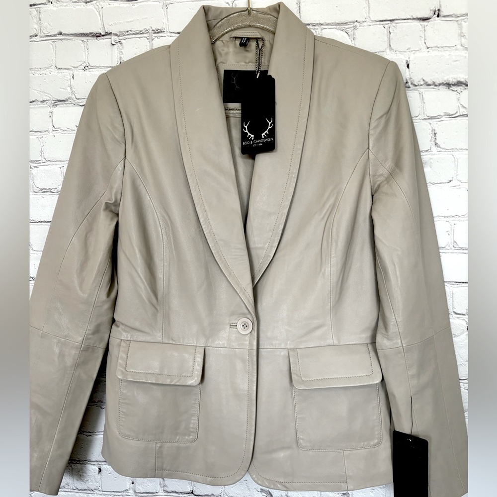 BOD & CHRISTENSEN Faye Tan Genuine Leather Blazer Jacket--L